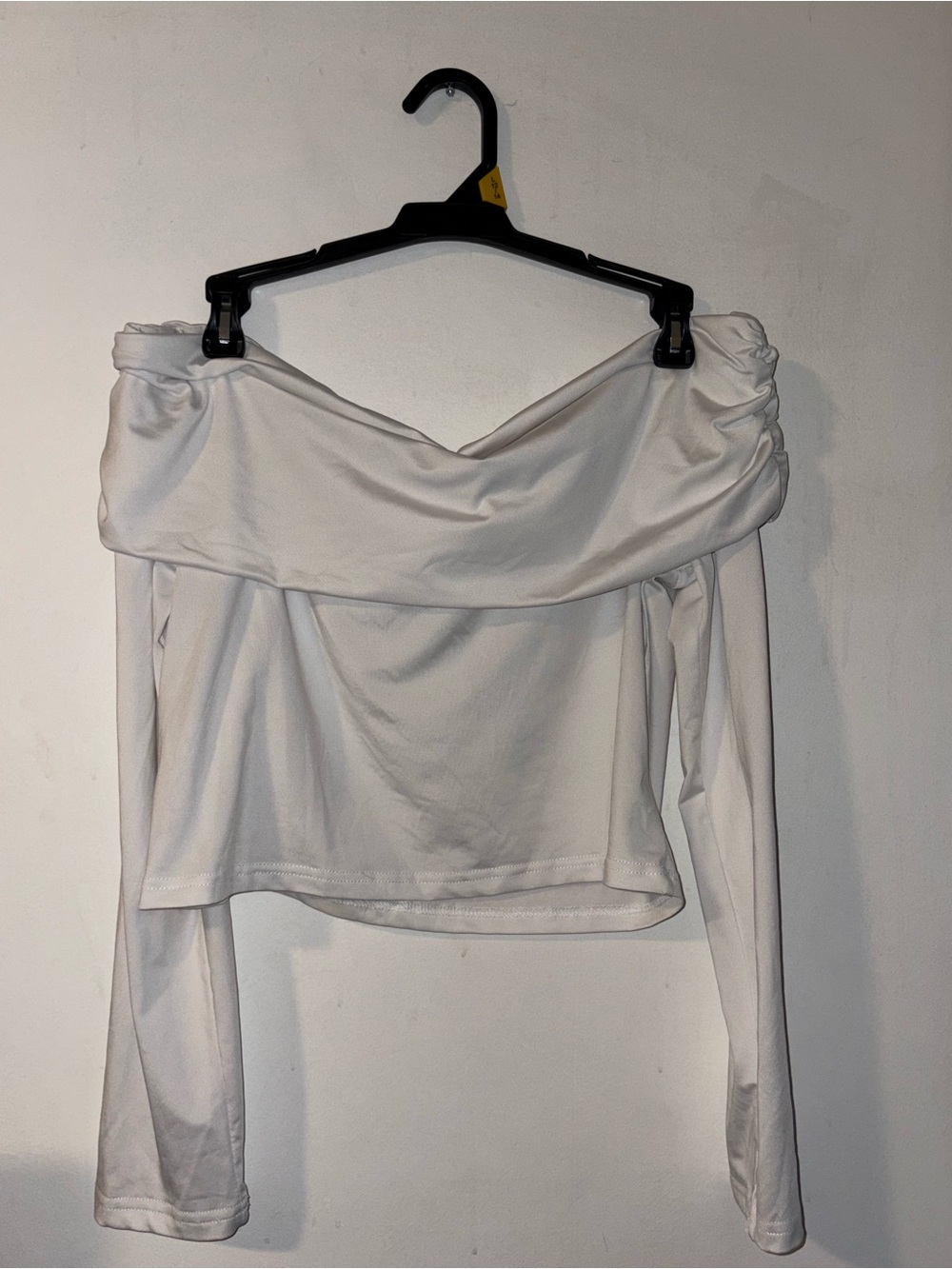 SHEIN White Off-Shoulder Long Sleeve Crop Top